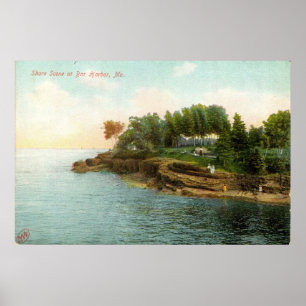 Poster Scène de 1909 rivages au port de barre, Maine