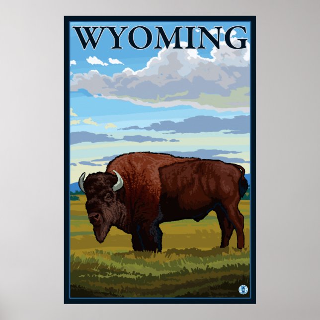 Poster Scène de bison - Wyoming (Devant)