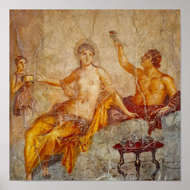 Poster Scène de boisson privée Fresco à Pompéi (Devant)