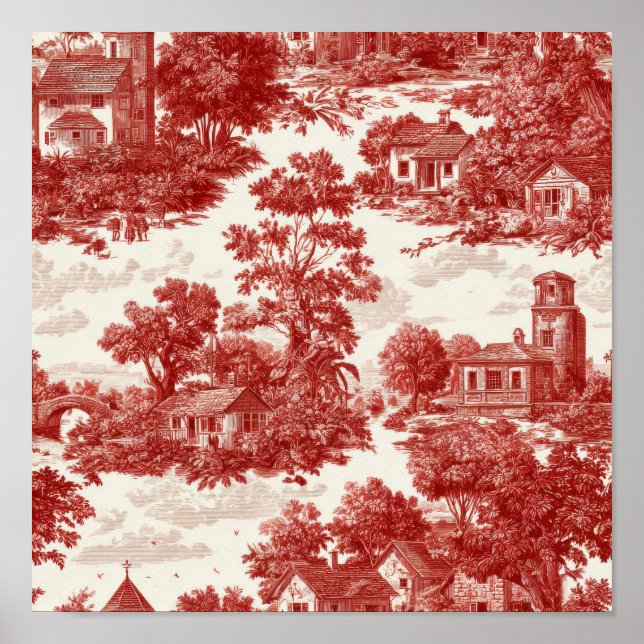 Poster Scène de campagne Toile Rouge (8) (Devant)