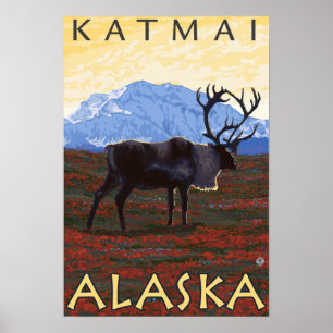 Poster Scène de caribou - Katmai, Alaska