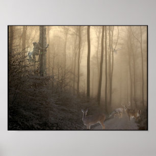 Poster Scène de cerfs d'hiver