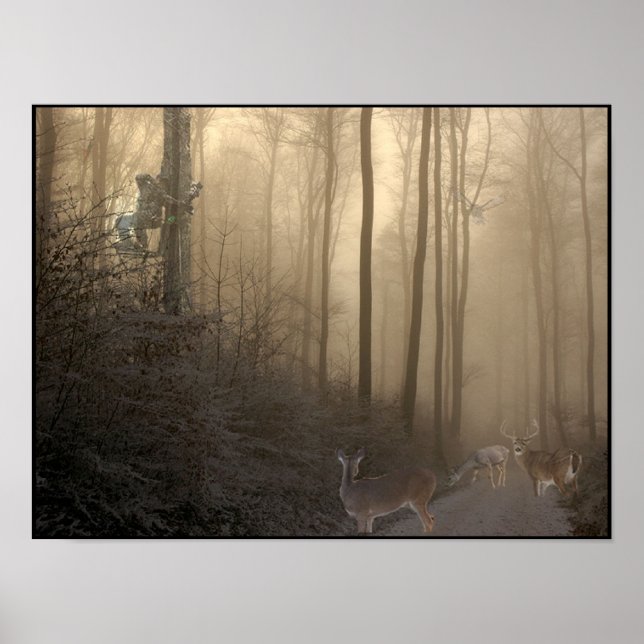 Poster Scène de cerfs d'hiver (Devant)