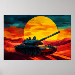 Poster Scène de char Art Pop - Art aux vibrations militai