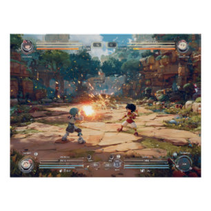Poster Scène de confrontation de jeu de combat rétro arca