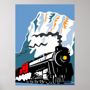 Poster scène de déplacement locomotive de montagnes de