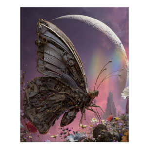 Poster Scène de fantaisie papillon lunaire céleste