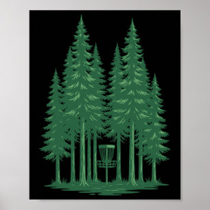 Poster Scène de golf de disque de forêt pour disque