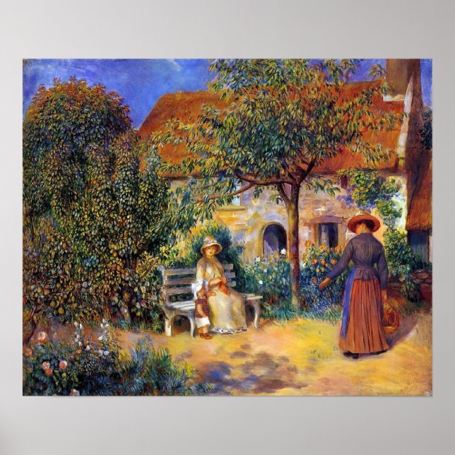 Poster Scène de jardin en Bretagne, par Pierre-Auguste Re (Devant)