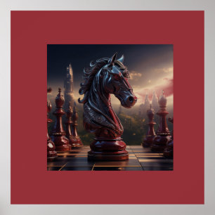 Poster Scène de jeu d'échecs fantastique - Cavalier