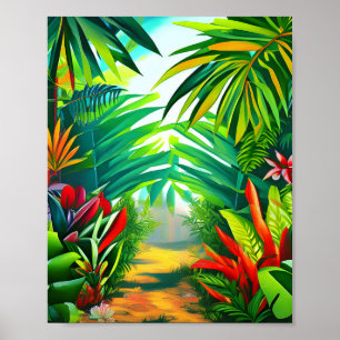 Poster Scène de jungle tropicale
