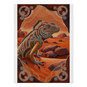 Poster Scène de la faune australienne Iguana Lizard