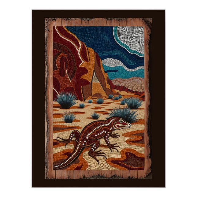 Poster Scène de la faune sauvage australienne de Lizard (Devant)