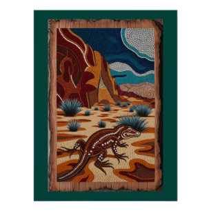 Poster Scène de la faune sauvage australienne de Lizard