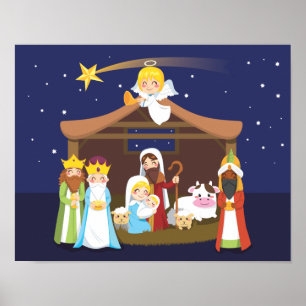 Poster Scène de la Nativité de Noël