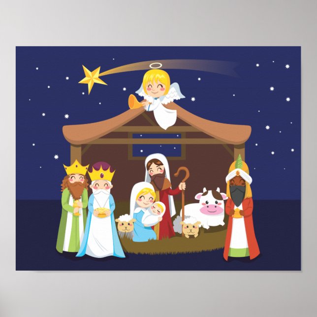 Poster Scène de la Nativité de Noël (Devant)
