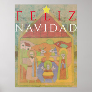 Poster Scène de la Nativité "Feliz Navidal"
