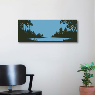 Poster Scène de la nature rustique avec le corps de l'eau