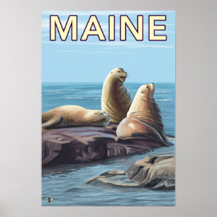 Poster Scène de lions de MaineSea