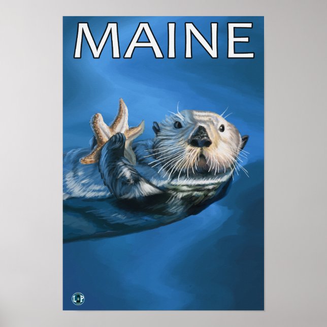Poster Scène de Loutres de Maine (Devant)