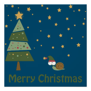 Poster Scène de Noël de l'escargot d'elfe