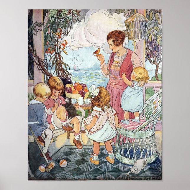 Poster Scène de nurserie heureuse (Devant)