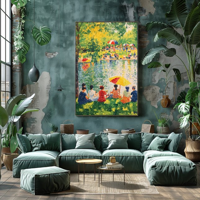 Poster Scène de parc en pointillisme avec des couleurs d' (Créateur téléchargé)