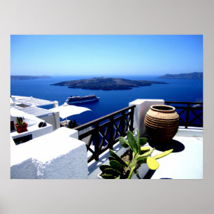 Poster Scène de patio de Santorini