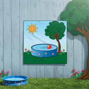 Poster Scène de piscine dans la cour des enfants avec un 