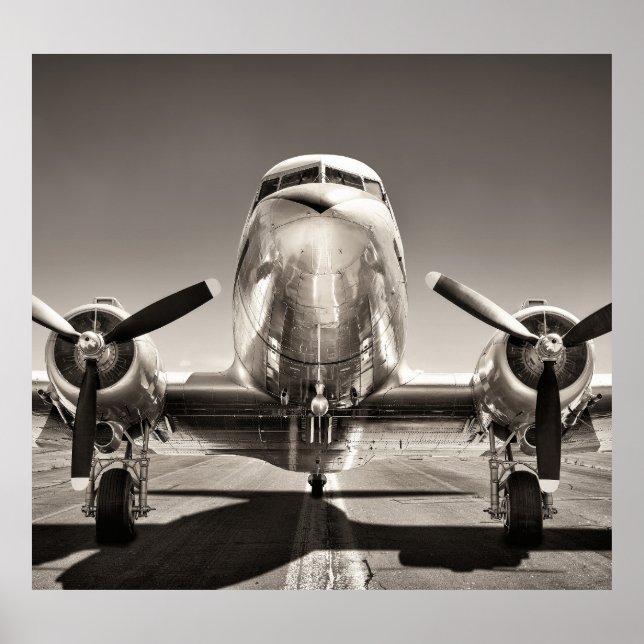 Poster Scène de piste de l'avion vintage (Devant)
