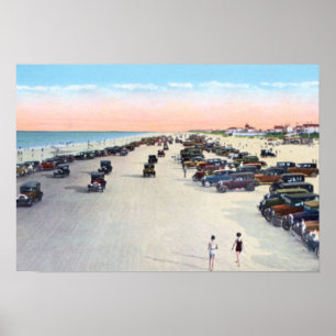 Poster Scène de plage de Daytona Beach la Floride avec la