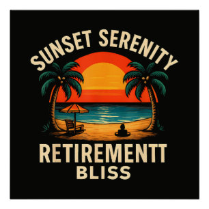 Poster Scène de plage de retraite sérénité coucher de sol