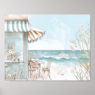 Poster scène de plage de style watercolor