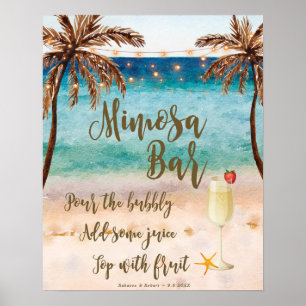 Poster Scène de plage Panneau du bar Mimosa mariage fête 