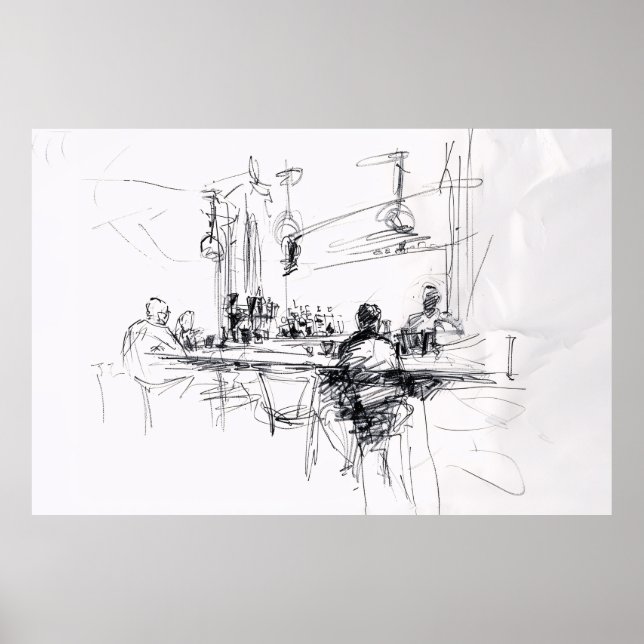 Poster Scène de restaurant Abstraite - (Devant)