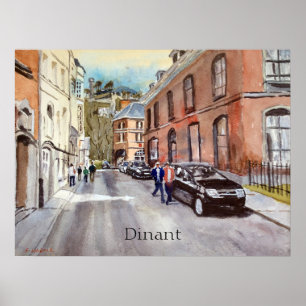Poster Scène de rue à Dinant en Belgique, aquarelle