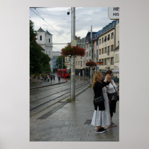 Poster Scène de rue de la cathédrale de Bratislava et tra