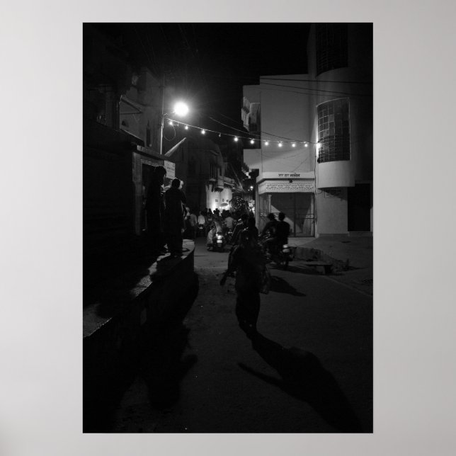 Poster Scène de rue indienne nocturne - Photographie urba (Devant)