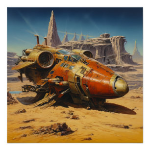 Poster Scène de science-fiction rétro