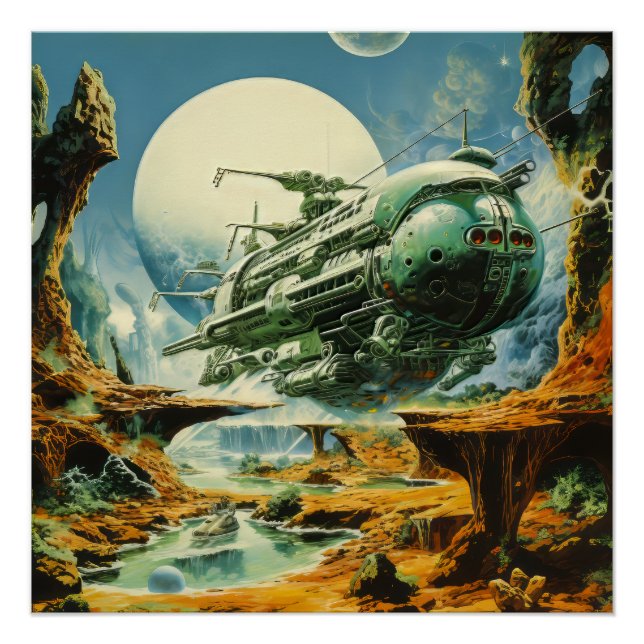 Poster Scène de science-fiction rétro (Devant)