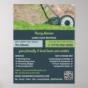 Poster Scène de tonte de pelouse, Services d'entretien de