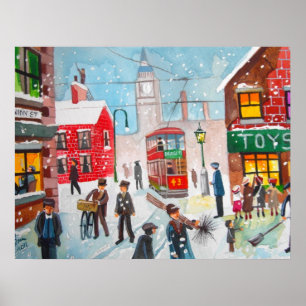 Poster Scène des neiges la cheminée d'hiver balaie la pei