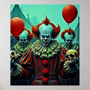 Poster Scène d'horreur de clown déplaisant