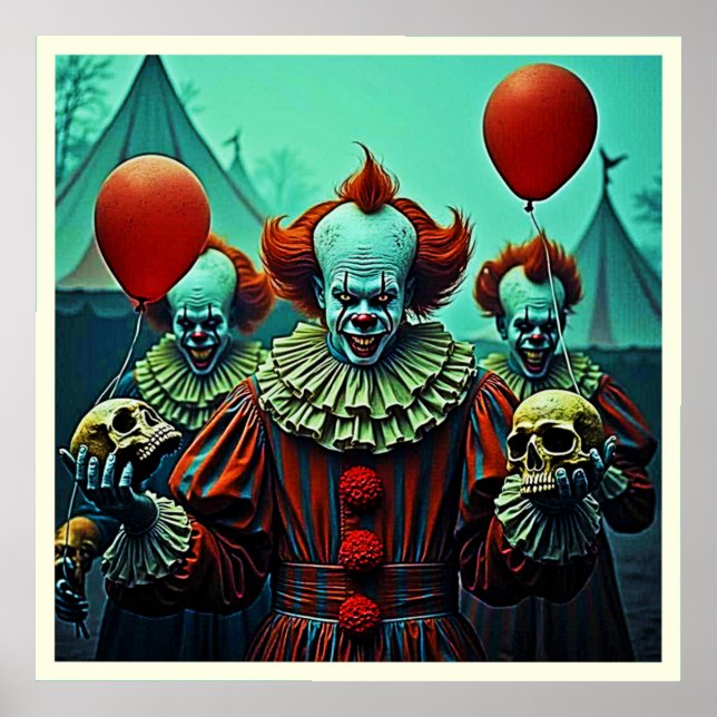 Poster Scène d'horreur de clown déplaisant (Devant)