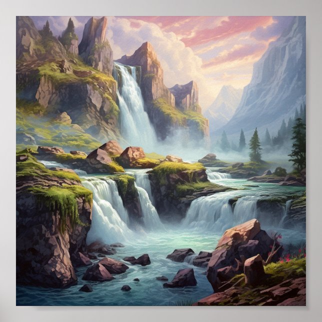Poster Scène d'Imaginaire de l'affiche de cascade (Devant)