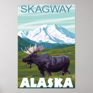 Poster Scène d'orignaux - Skagway, Alaska