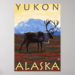 Poster Scène du caribou - Yukon, Alaska