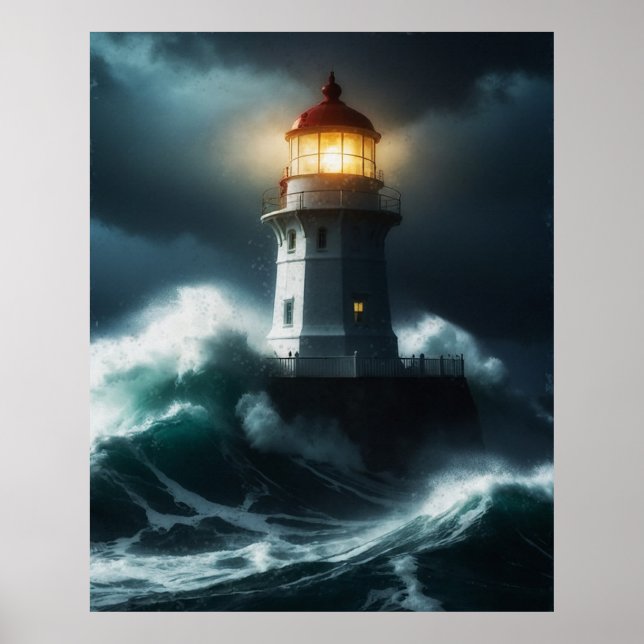 Poster Scène du phare Stormy (Devant)