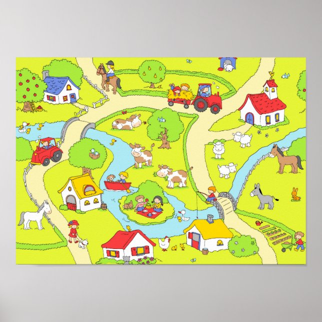 Poster Scène du village (Devant)