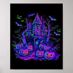 Poster Scène effrayante d'Halloween vintage Citrouille ré